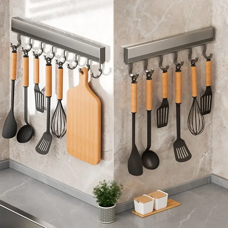 Commercial Kitchen Rack - Aluminum Alloy Hooks Rack Wall Mounted