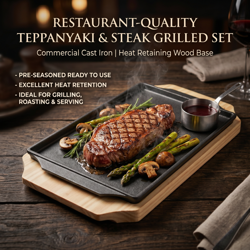 Teppanyaki Grill Table - Cast Iron Rectangle Shape Restaurant Barbecue