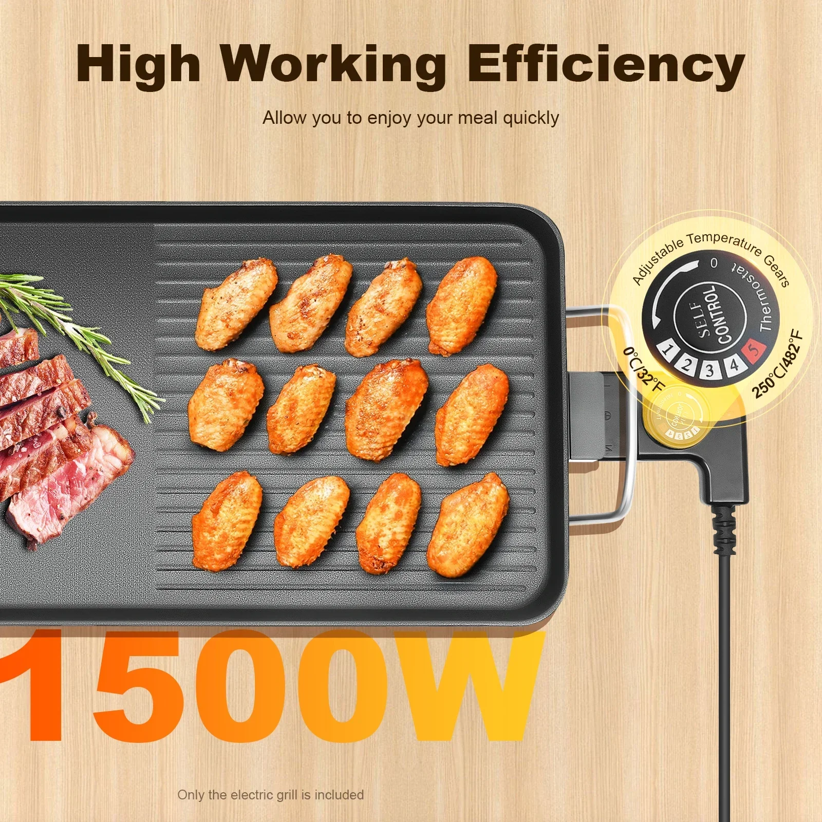 Teppanyaki Grill Table - 1500W 27'' Nonstick Large Griddle Long