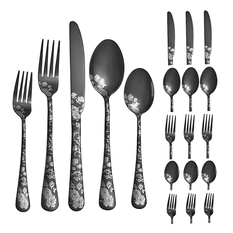 Commercial Kitchen Knives - Pattern 5pcs/20pcs printed stainless steel tableware