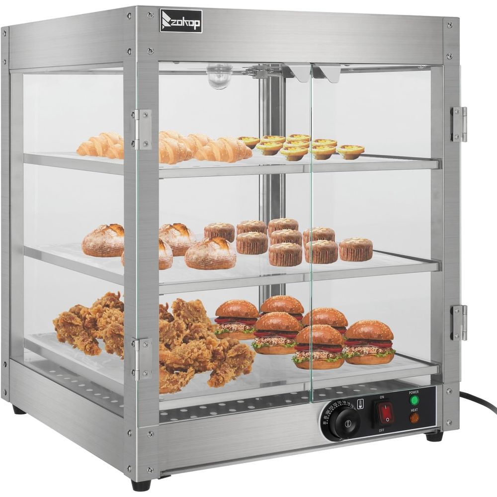 Commercial Kitchen Parts & Service - 3 Tier Commercial Countertop Pizza Warmer,Glass