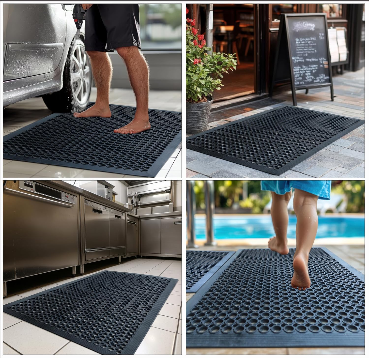 2-Pack Anti-Fatigue Rubber Flo - đánh giá và giá Commercial Kitchen Mats Anti Fatigue