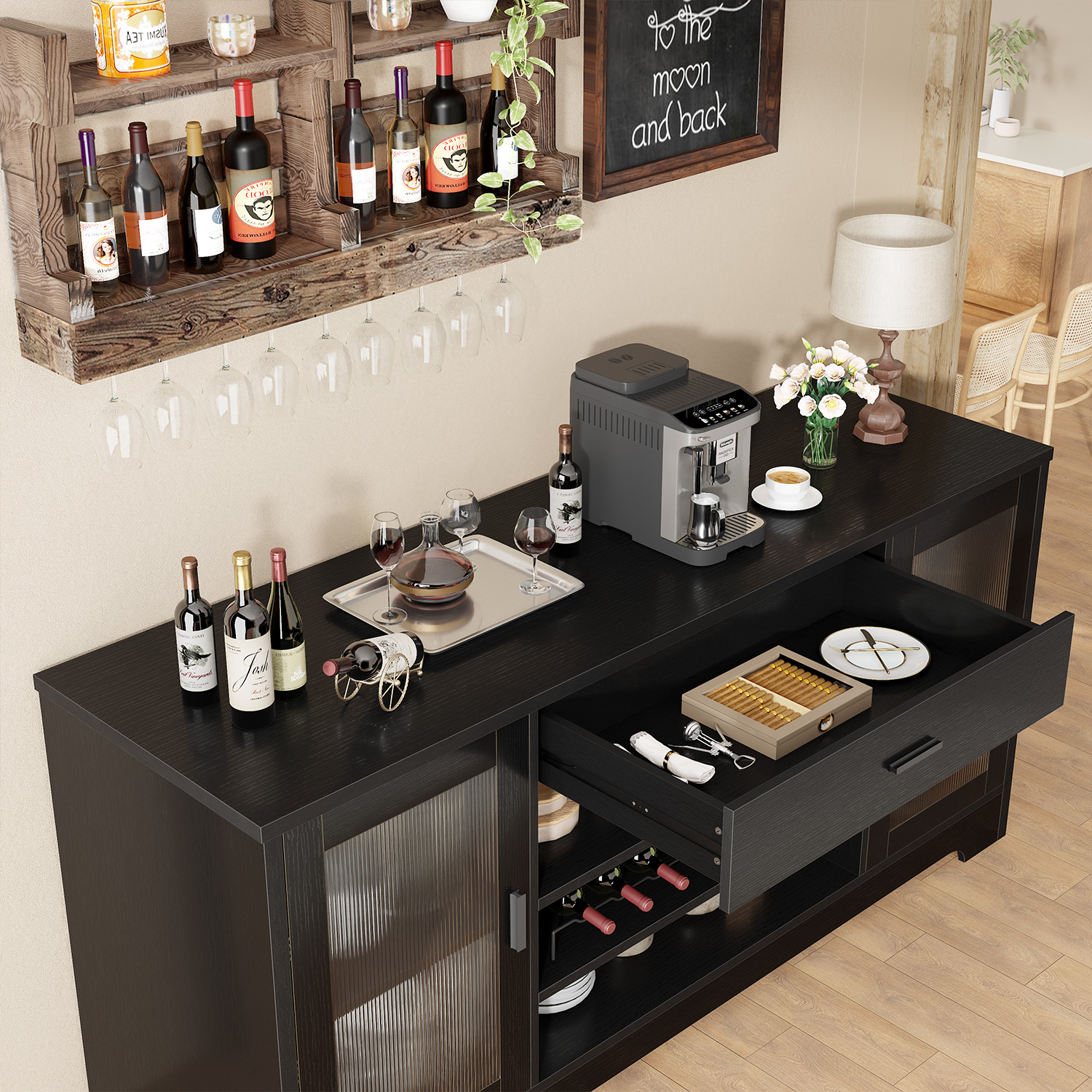 Wooden wine family bar cabinet - đánh giá và giá Commercial Kitchen Rack