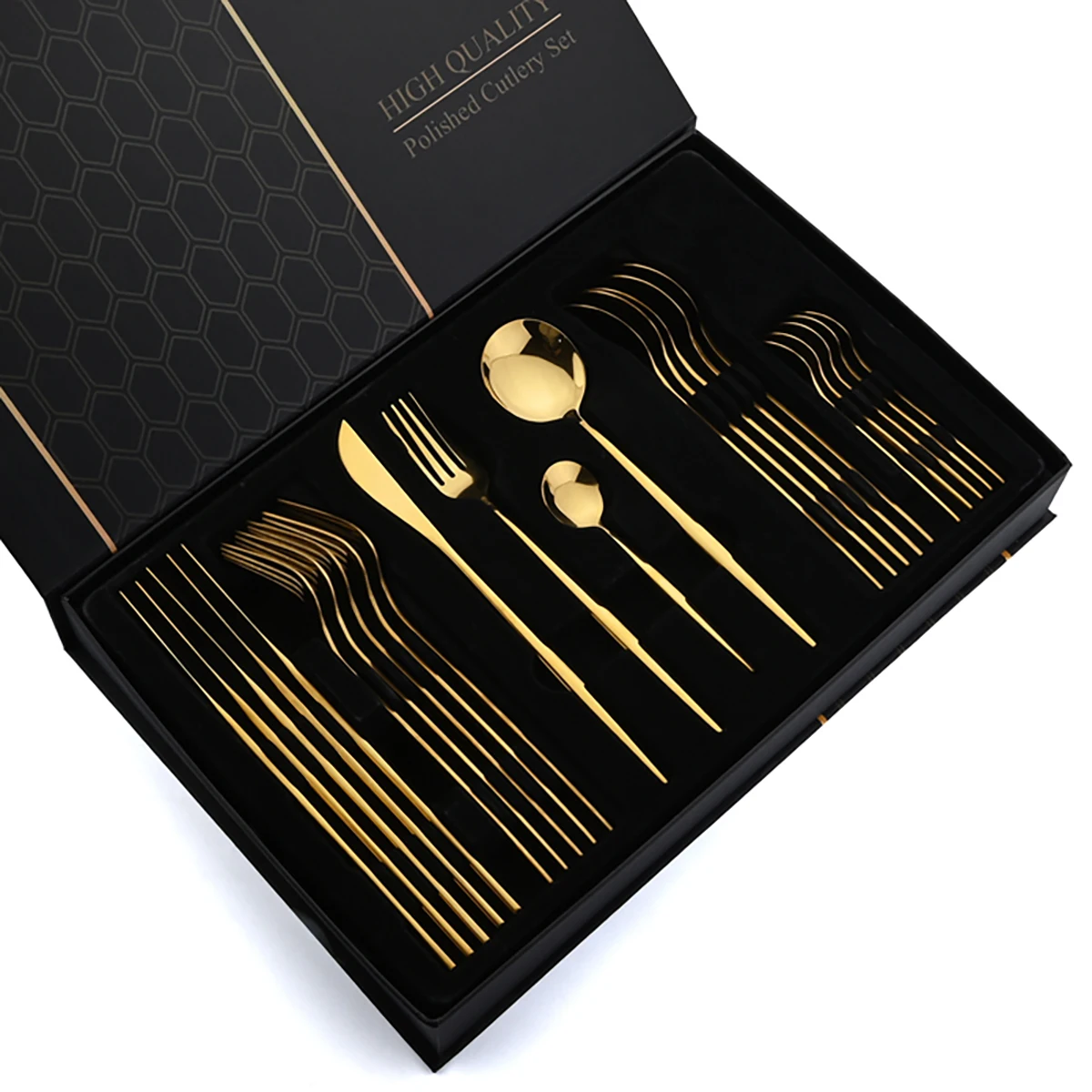 24pcs Gold Flatware Set Stainl - đánh giá và giá Commercial Kitchen Knives