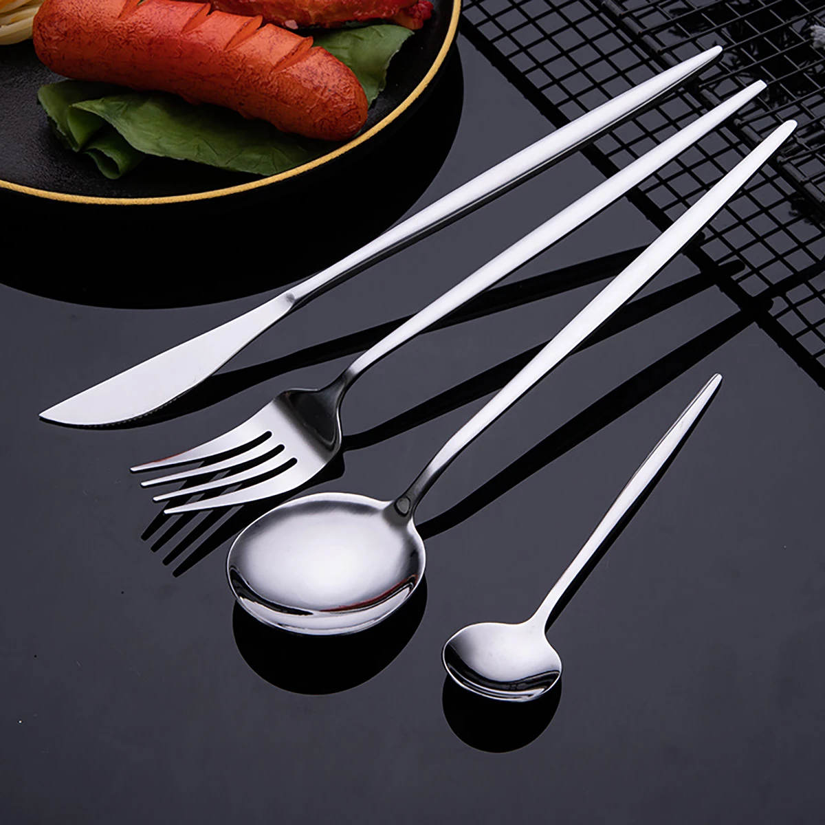 24pcs Gold Flatware Set Stainl - đánh giá và giá Commercial Kitchen Knives