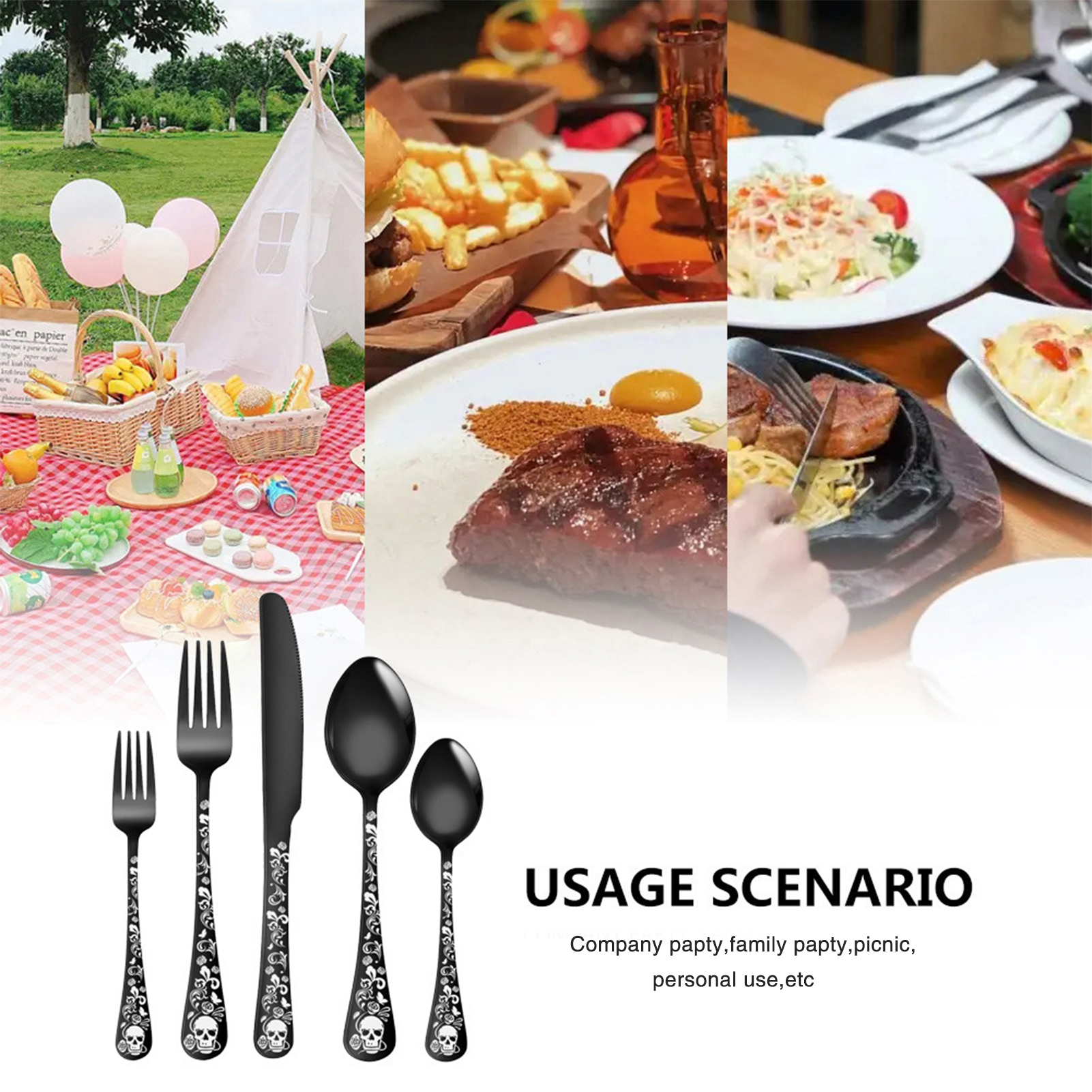 5pcs Skull Pattern Stainless S - đánh giá và giá Commercial Kitchen Knives