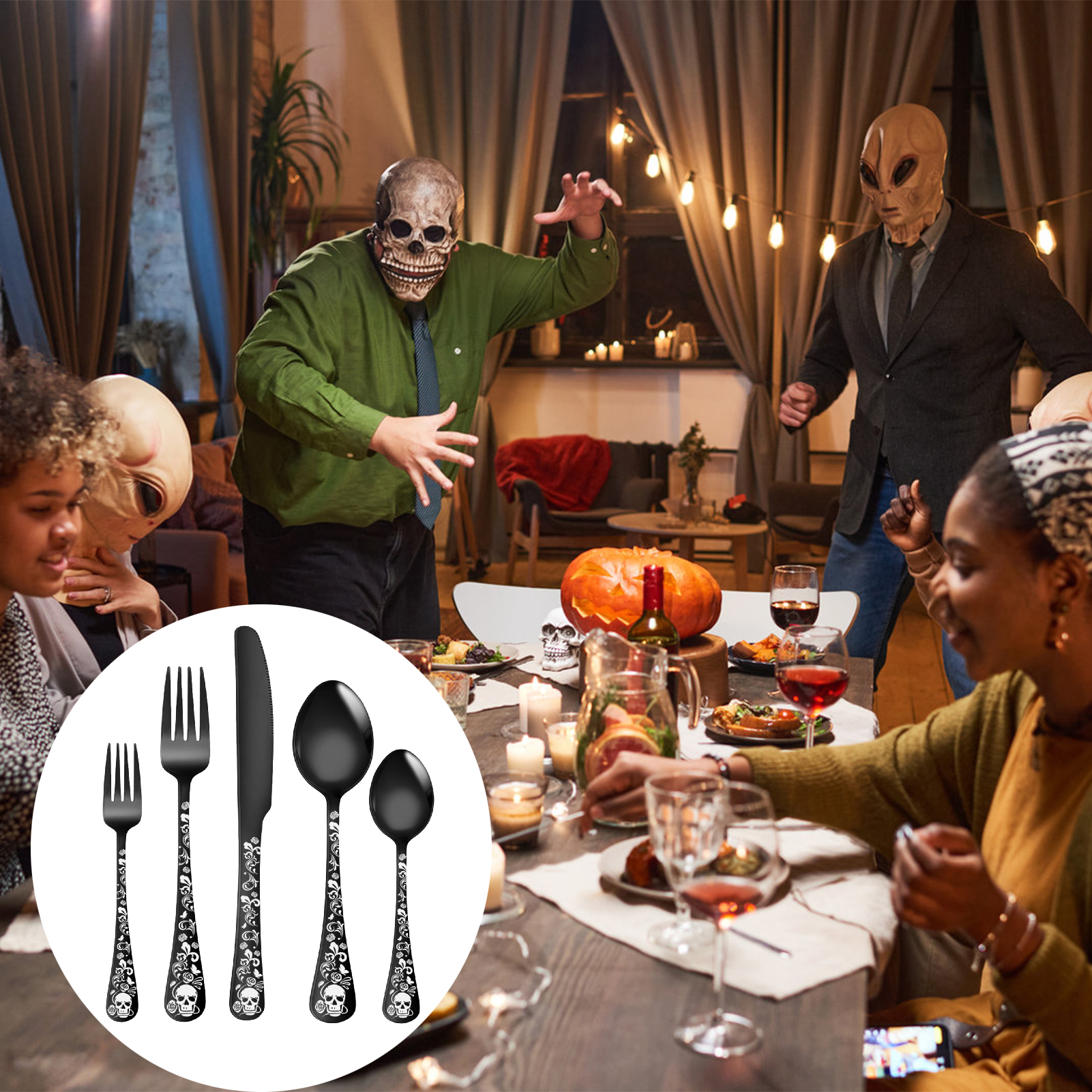 5pcs Skull Pattern Stainless S - đánh giá và giá Commercial Kitchen Knives